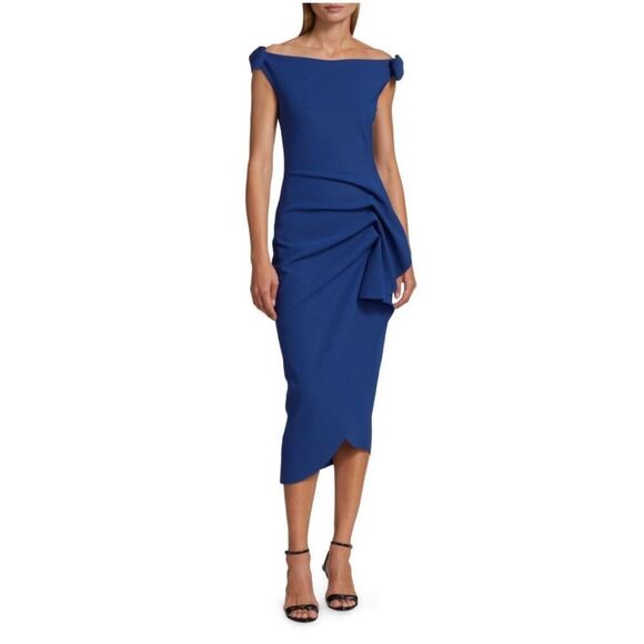 Chiara Boni La Petite Robe Waiko Ruffled Cocktail Midi-Dress $ 750 Size 12 - Picture 1 of 10